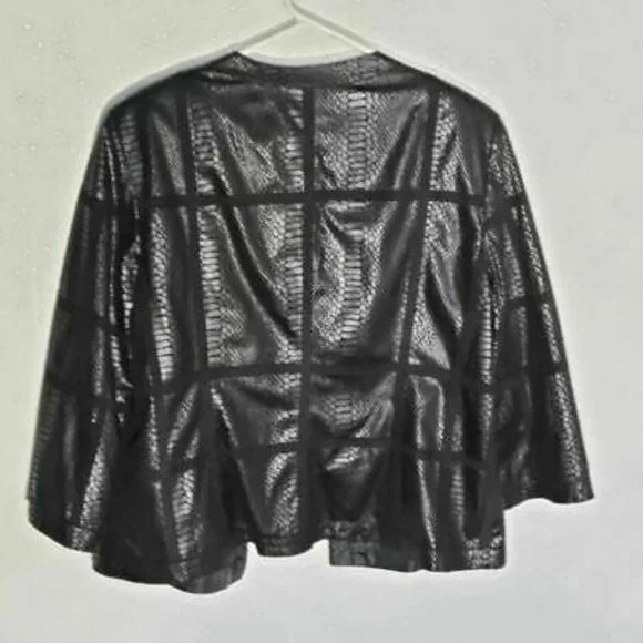 Alfred Dunner Womens Jacket Black Snakeskin Hook & Eye 3/4 Sleeve Petite… - Picture 2 of 8